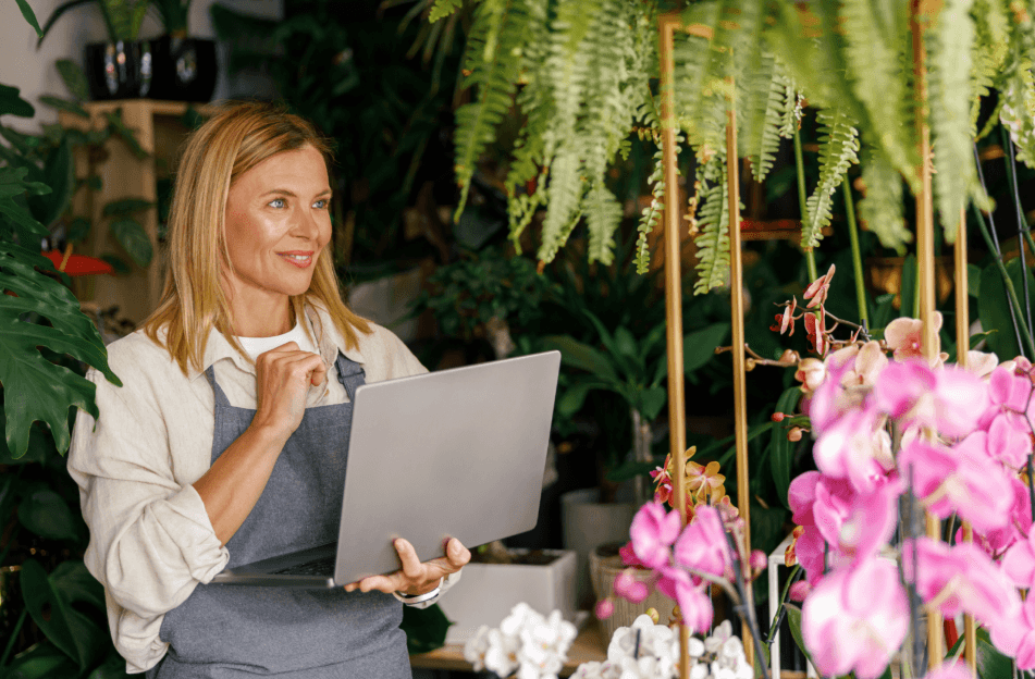 Photo of a woman, flower shop SME owner for Oryva AI Claude web app case study