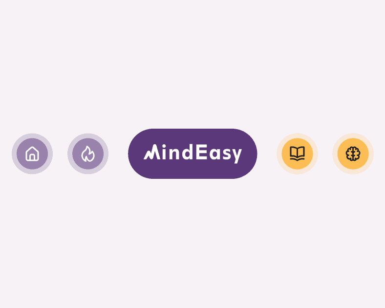 Mind Easy logo and icons in a row, case study by mobitouch