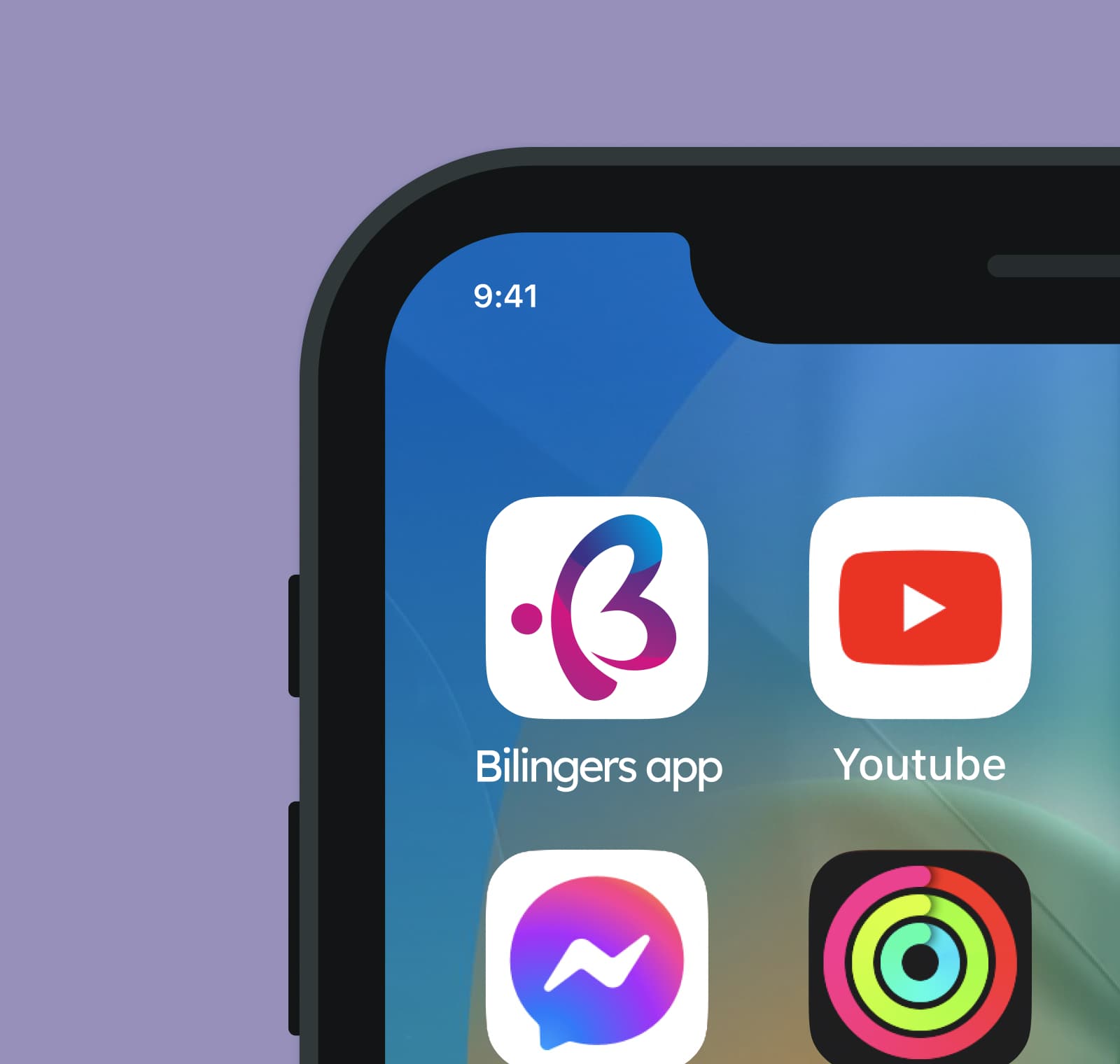Bilingers app icon on a smartphone home screen next to other apps